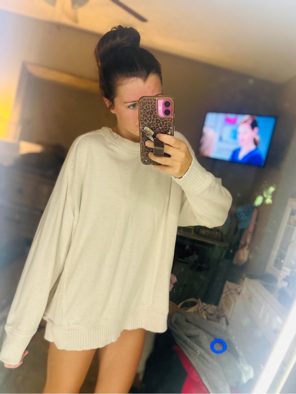 aerie Cream Oversized Crewneck Sweatshirt